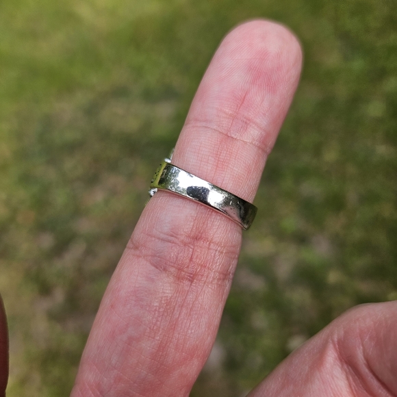 Mystic Topaz Etched Art Silver Ring Size 6 - Picture 9 of 13